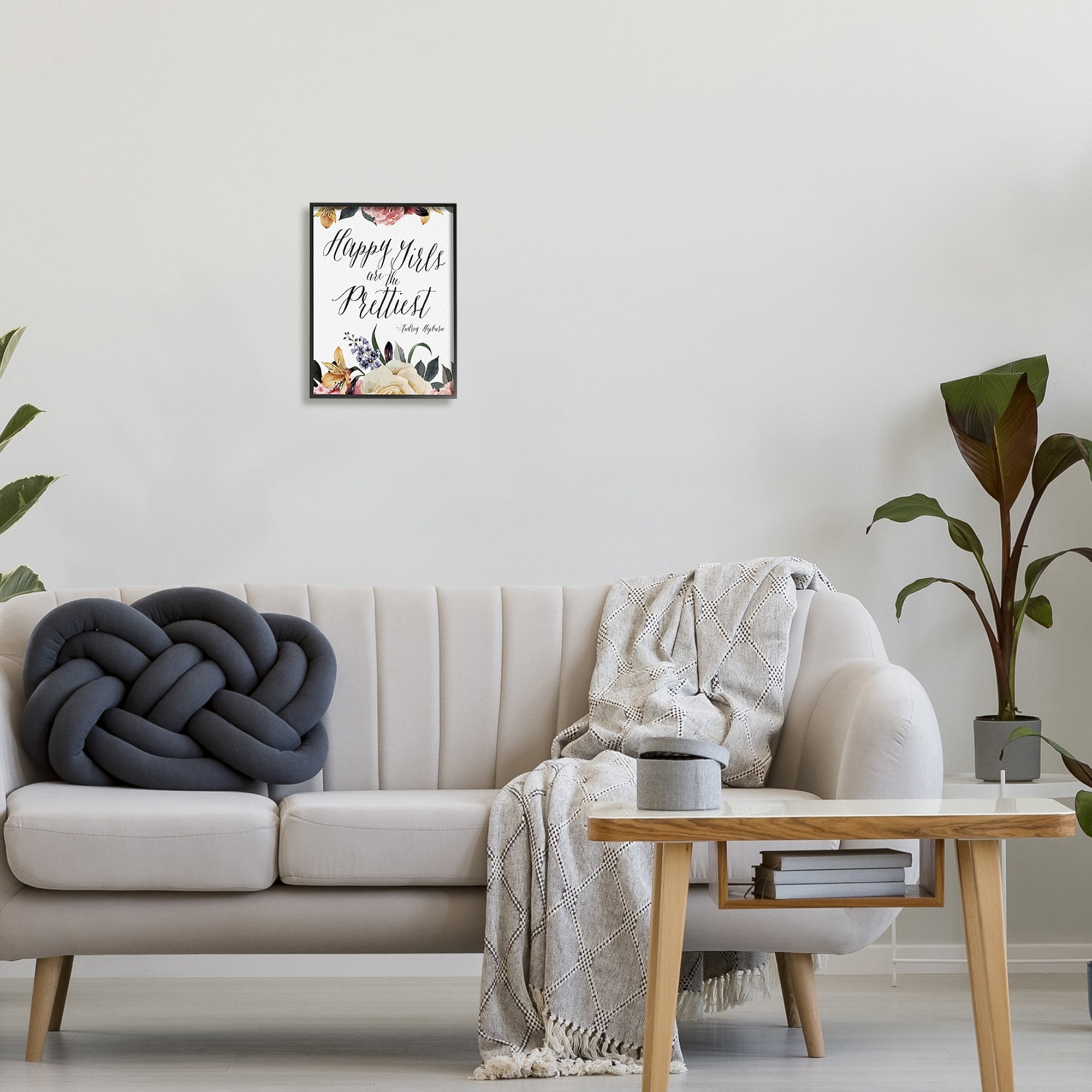 Stupell Industries Happy Girls Are Prettiest Quote Floral Blossom Border Framed Wall Art, 11 x 14, Design by Amy Brinkman