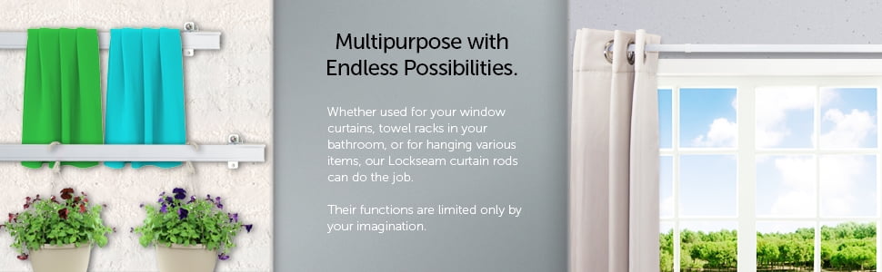 Central Design KLS1584-T Triple Lockseam Curtain Rod, Extends Upto 84 to 120 in.