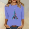thumbnail image 2 of Pompotops T-shirt Ample Imprimé Mode Femme Manches 3/4 Blouse Col Rond Hauts Décontractés Liquidation, 2 of 4