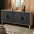thumbnail image 4 of Miekor Furniture Black Carved Symmetrical Design Door And Wood Coloured Frame For TV Stand Table,Living Room ,Entryway B5A0632, 4 of 9
