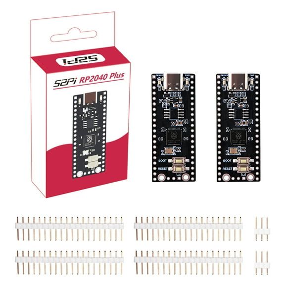 52Pi 2PCS RP2040 Plus with Headers, RP2040-Based Microcontroller Board, Dual ARM Cortex-M0  Processor, Type C Connector, Onboard 4MB/8MB Flash (4MB Flash)