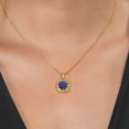 thumbnail image 3 of Gem Stone King 18K Yellow Gold Plated Silver Blue Lapis and White Diamond Pendant Necklace for Women (2.01 Cttw, Gemstone Birthstone, Cushion 8MM, with 18 inch Chain), 3 of 3
