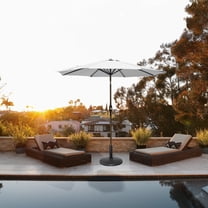 GARDEN 9 Ft Patio Umbrella w/ Round Resin Base Stand Included for Outdoor Shade, White