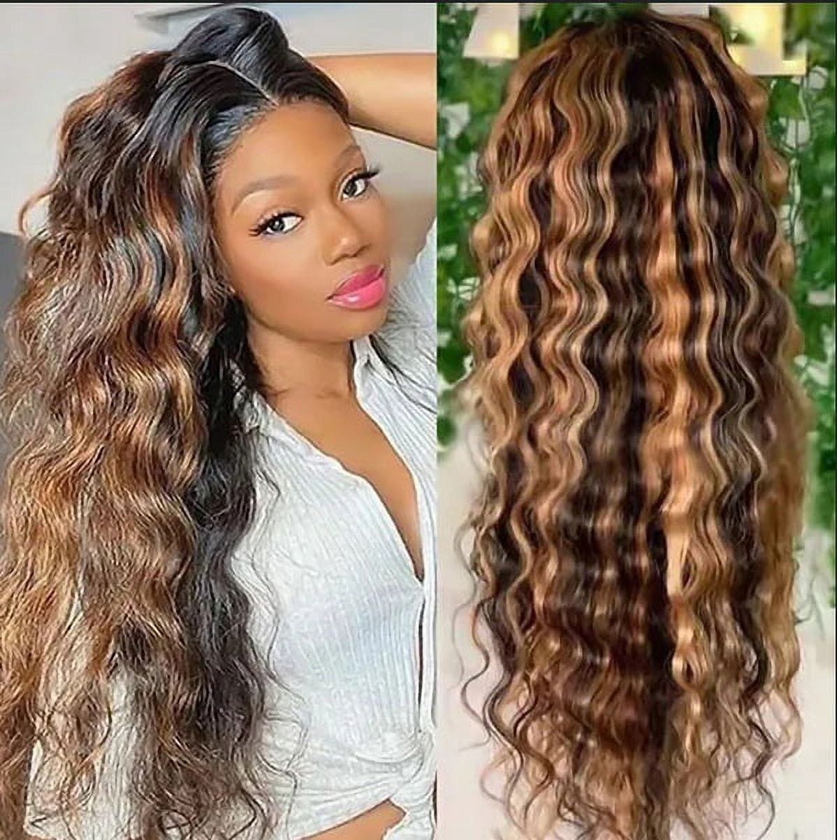 Highlight Wigs Natural Wave Ombre Synthetic wigs Unit Blonde Natural Looking P4/27 Long Curly Wigs for Women