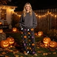 thumbnail image 2 of QWKLEAJ Halloween Pajama Pants Women Pumpkin Print Lounge Pants Drawstring Wide Leg Sleepwear Fall Holiday Loungewear Cozy Home Trousers Autumn Themed Bottoms Festive Nightwear, 2 of 6