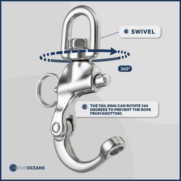 Five Oceans 2 3/4 Swivel Eye Snap Shackle Quick Release Bail Rigging for  Sailing Boat, 316 Marine-Grade Stainless Steel Clip Carabiner Hook - FO443  