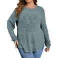 thumbnail image 3 of Fantaslook Womens Plus Size Tops Crewneck Long Sleeve Shirts Loose Tunic Tops Curved Hem Fall Pullover, 3 of 10