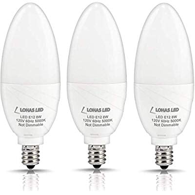 E12 Led Candelabra Bulbs Lohas E12 Led Bulbs 75w Equivalent 8w Led 750 Lumens Chandelier Light Bulbs 5000k Daylight White Non Dimmable Decorative Candle Light Bulbs For Ceiling Fan Pack Of 3