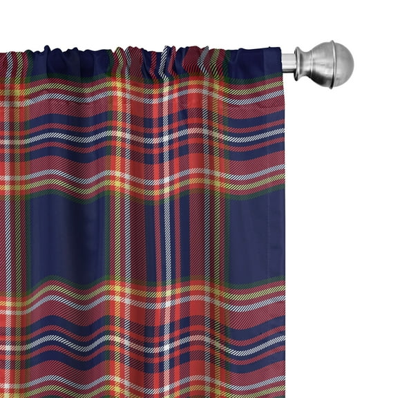 Ambesonne Plaid Curtains, Vivid Cultural Pattern, Pair of 28"x84", Multicolor