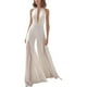 thumbnail image 3 of Monos de verano para mujer, monos elegantes, largos, anchos, sin mangas, con cuello en V, para mujer, para boda, dama de honor, sin espalda, formales, de negocios, pantalones, traje,, 3 of 5