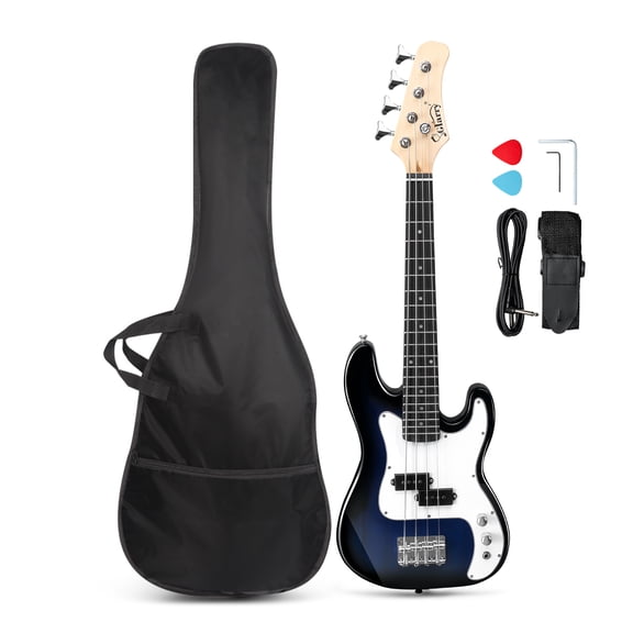 GLARRY 36in Electric Bass Guitar, 4 String Beginner Starter Kit with Accessories including Cable, Strap, Bag for Adults (Red)