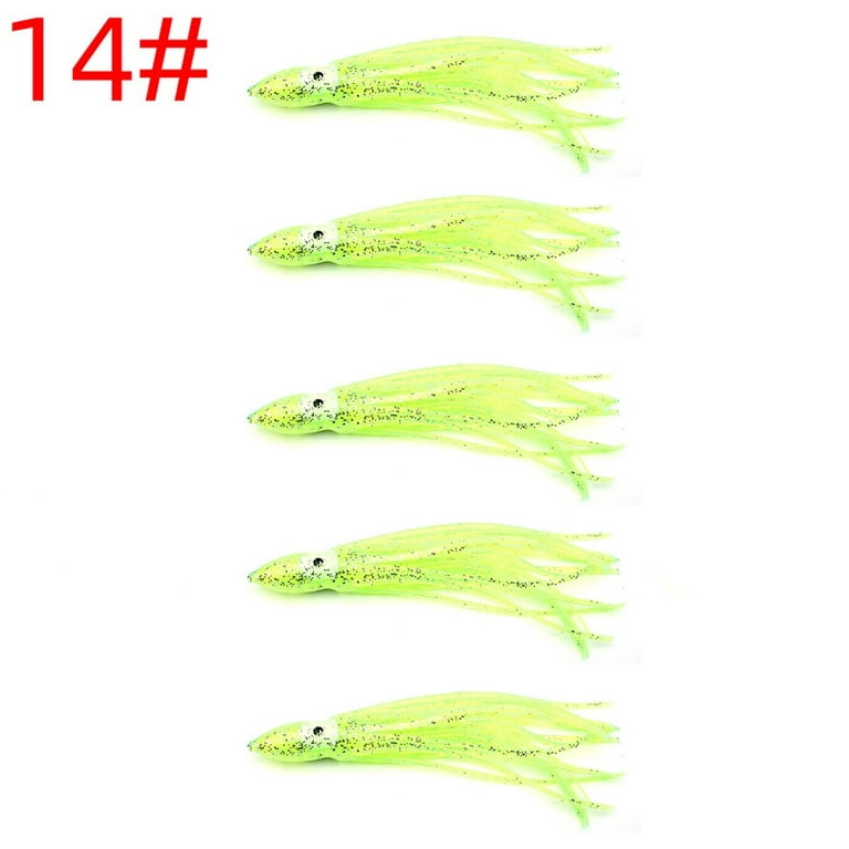 120mm Luminous Octopus Lure Squid Rubber Fishing Trout Swing Lure 5pcs 