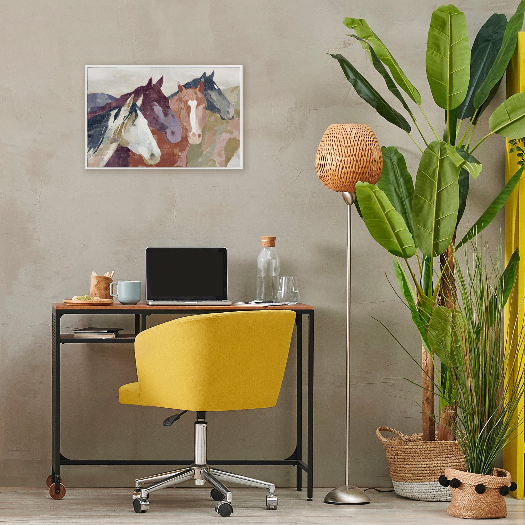 Stupell Industries Calm Horses Abstraction White Framed Giclee Art, design by Chromatic Storm Studio