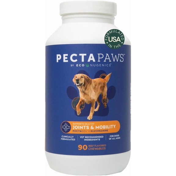 PectaPaws Dog Supplement – 90 Beef-Flavored Chewables for Mobility, Joint & Immune Support
