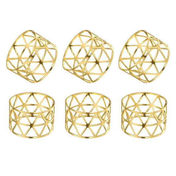 6pcs Gold Napkin Rings Metal Triangle-Shaped Napkin Holders for Dinner