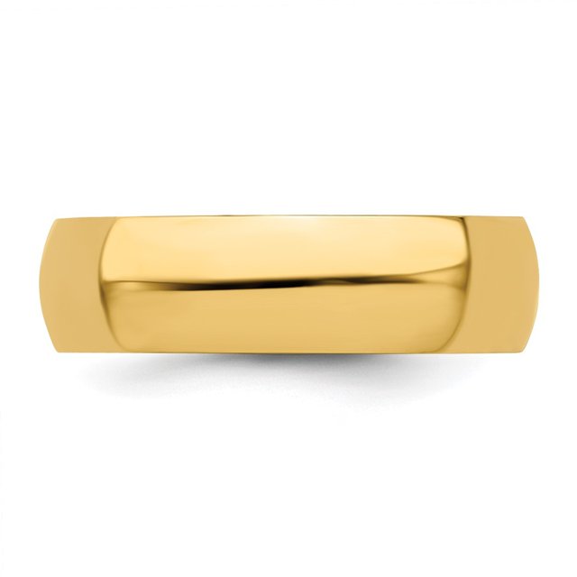 Bague de Mariage Demi-Rond en Or Jaune 14k Poli Solide Gravable 6mm Demi-Rond Taille 4 Bijoux Cadeaux pour Femmes