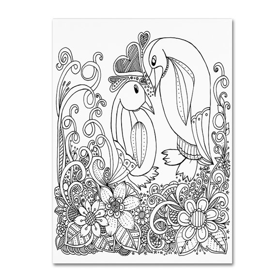 KCDoodleArt 'Penguins' 14 x 19 Canvas Art