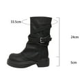 thumbnail image 5 of Platform Fold over Mid Calf Combat Boots for Women Fashion Slouchy Buckle Fall Motorcycle Riding Chunky Boots, 5 of 7