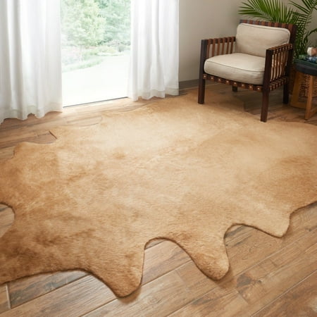 Alexander Home Faux Cowhide Tan Area Rug - 5' x 6'6"