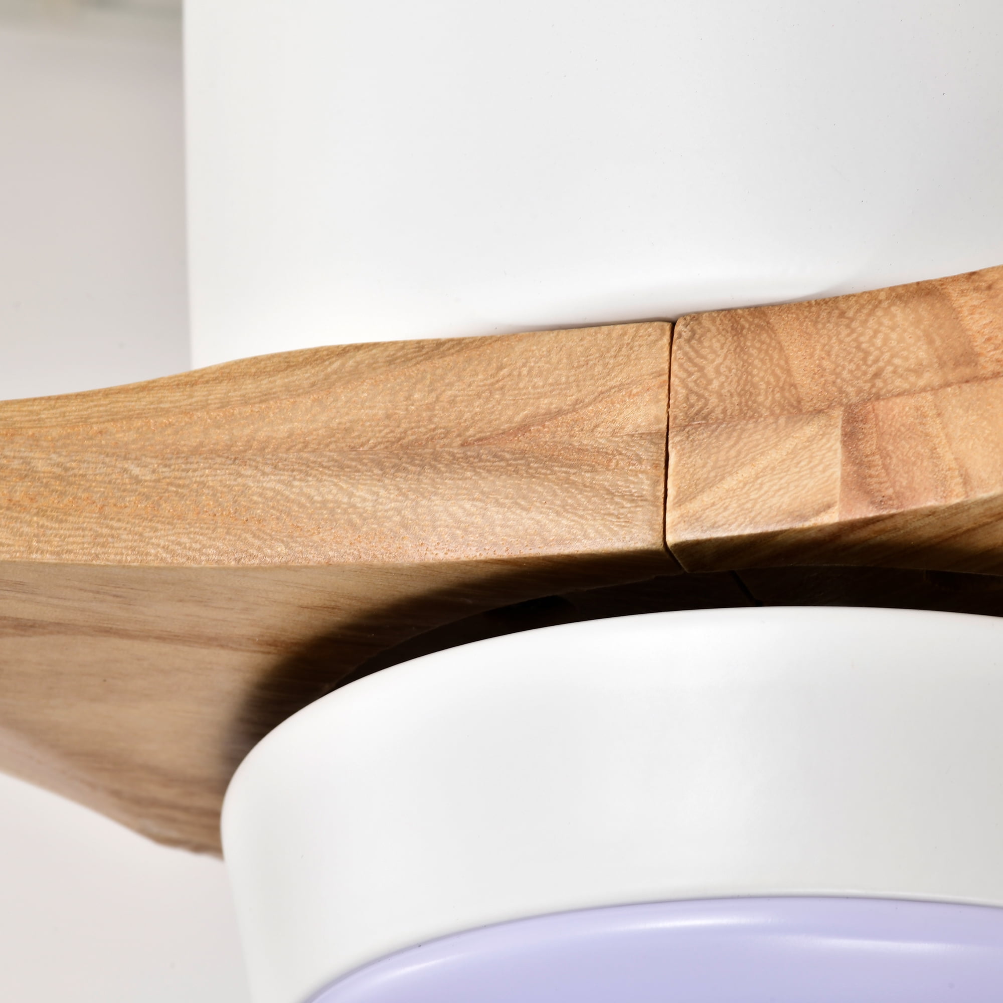 BOFANG 52" Flush Mount Solid Wood Ceiling Fan with Light & Remote, DC Reversible(Natural)
