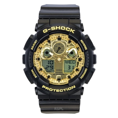 Casio G-Shock Resin Strap Analog Digital Gold Dial Quartz GA-100GGB-1A9 200M Men's Watch