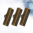 thumbnail image 4 of 100PCS 2.5CM Plated Ribbon Ends Metal Fastener Clasps Textured Crimp End Clamps Cord Ends Buckles Zipper Clips DIY Jewelry Accessories (Random Color), 4 of 6
