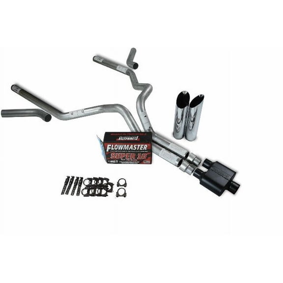 Chevy GMC 1500 88-95 3" Dual Exhaust Kits Flowmaster Super 10 Slash Tip Corner E