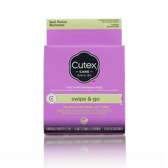 Cutex Care Swipe and Go Nail Polish Remover Pads, 10 Count