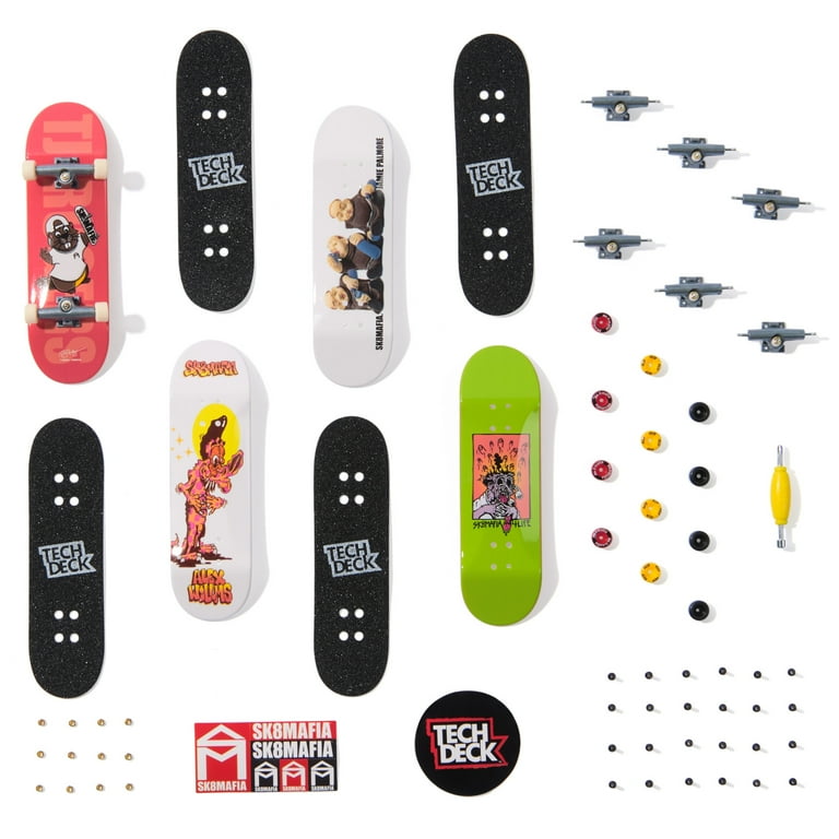 Tech Deck, Ultra DLX Fingerboard 4-Pack, SK8MAFIA Skateboards, Collectible and Customizable Mini Skateboards, Kids Toys for Ages 6 and up