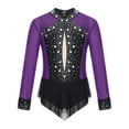 thumbnail image 3 of Kaerm Kids Girls Mesh Splice Ballet Dance Leotard Gymnastic Bodysuit Tassel Skirted Leotard Dress Outfit Purple 6, 3 of 7