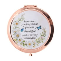 Unique Bargains 1 Pc Circular Makeup Mirror for Travel Vacation Rose Gold Tone Metal Glass