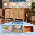 thumbnail image 4 of Double Litter Box Enclosure for 2 Cats - Rattan Hidden Cat Furniture with Litter Mat 2 Hooks & Doors, Large Cat House for 2 Litter Boxes, Easy Clean, 47.2" l x 19.7" w x 23.6" h Brown, 4 of 7