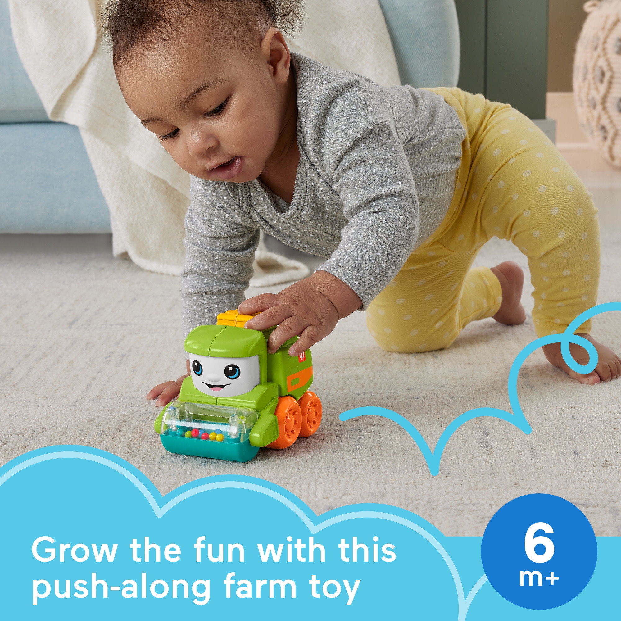 Fisher-Price Rollin’ Tractor Push-Along Toy Vehicle for Infants with Fine Motor Activities
