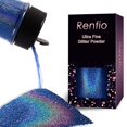 thumbnail image 2 of Renfio Holográfico Ultra Fino Brillo en Polvo Resina Metálica Brillo 2.11 Oz (60g) Copos de PET Lentejuelas para Manualidades 1/128"" 0.008"" 0.2mm Copos de Chips Epoxi para Vasos Slime - Láser Azul O, 2 of 4