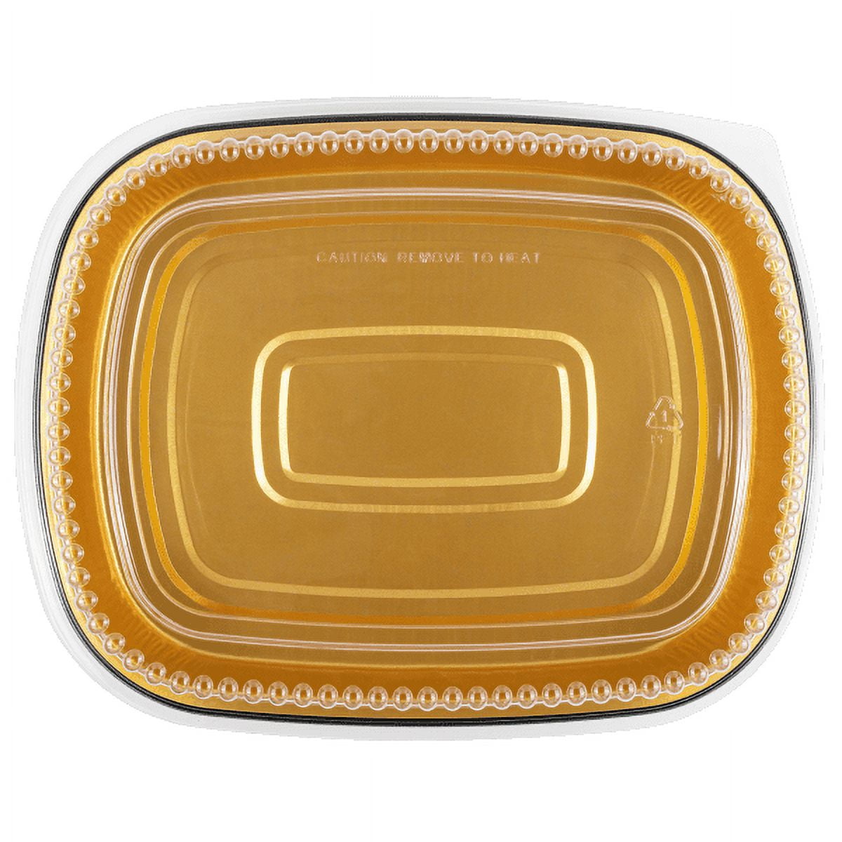 Extra-Large Rectangular Black and Gold Entrée Foil Pan w/Clear