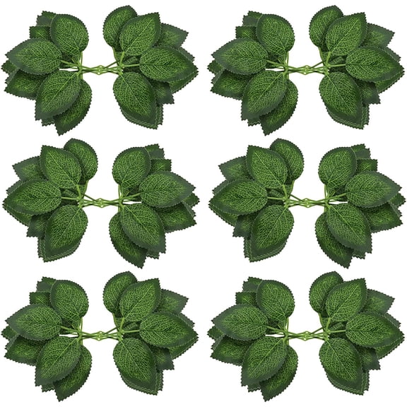 60PCS Bulk Rose Leaves Green Artificial Fake Leaves Decor Flowers with Realistic Vines Stems for Valentine Valentines Day Gifts Wedding Arrangements Centerpieces Bouquets Garland Crafts