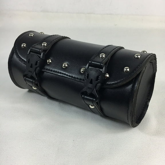 Kesenlong saddle bag Universal Motorcycle Saddlebag Waterproof Tool Bag Mounting Strap Round Storage Bag (Black)