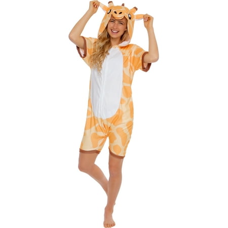 Silver Lilly Adult Giraffe One Piece Summer Short Animal Costume Pajamas