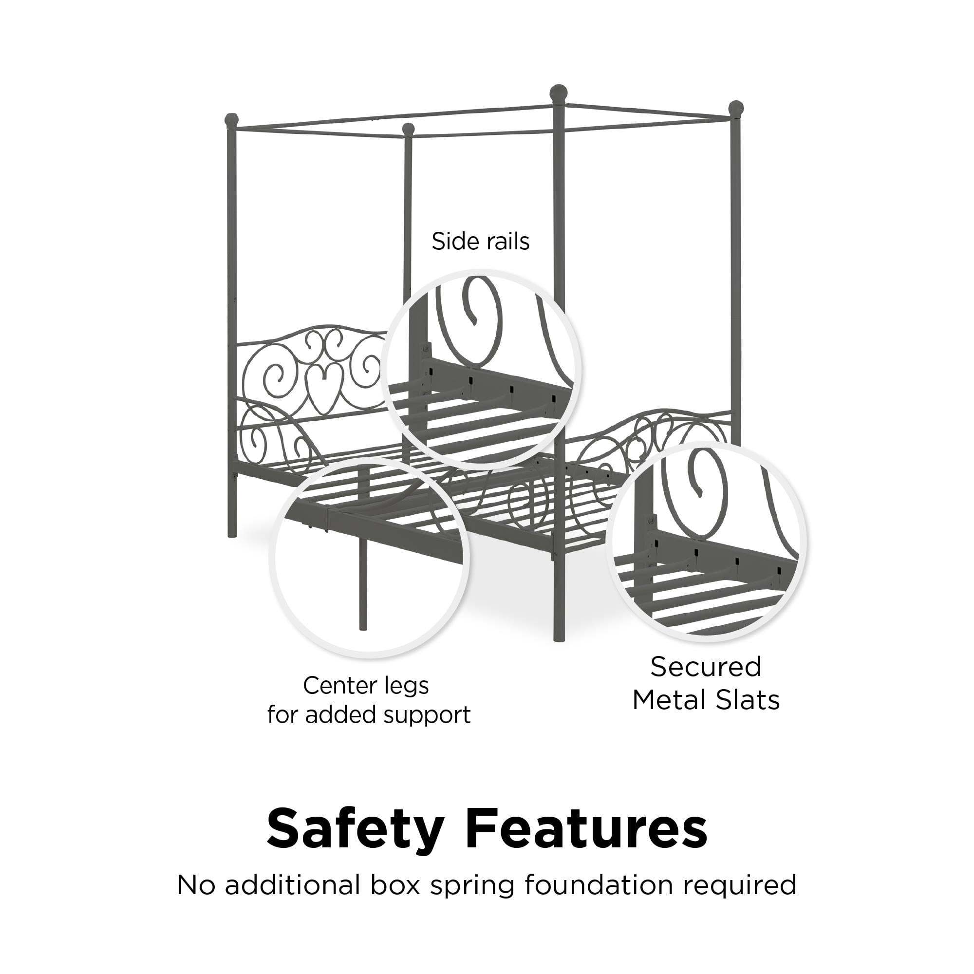 DHP Canopy Metal Bed, Twin, Pewter