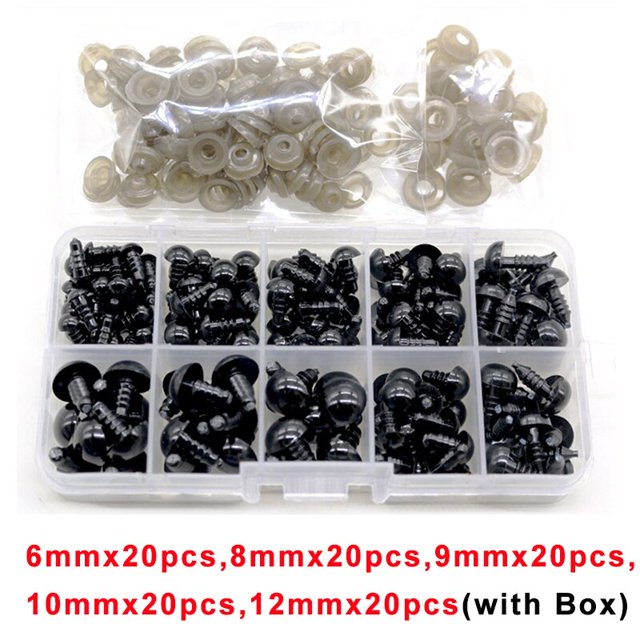 100 Uds 10mm ojos de muñeca accesorios plástico negro felpa ojos de seguridad Amigurumi para juguetes 6mm 8mm 12mm DIY juguete divertido ojos Animal Dengxun unisex