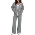 thumbnail image 2 of Chiccall Sweatsuits for Women 2 Piece Outfits Zip Up Hoodie Sweatshirt and Baggy Sweatpants Set Fall Long Sleeve Tracksuit, 2 of 10