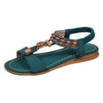 thumbnail image 5 of Rokment Vintage Boho Wedge Sandals for Women Bride Wedding Ethnic Retro Comfortable Casual Leather Open Toe Low Heel Elastic Ankle Strap Slingback Dress Sandals Beach Summer Dark Green Size 8.5, 5 of 6