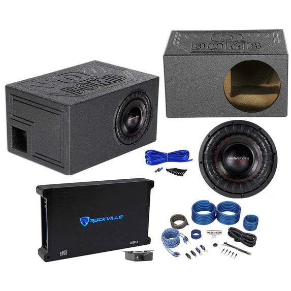 American Bass XFL-1044 2000w 10" Subwoofer+Vented Box+Mono Amplifier+Amp Kit