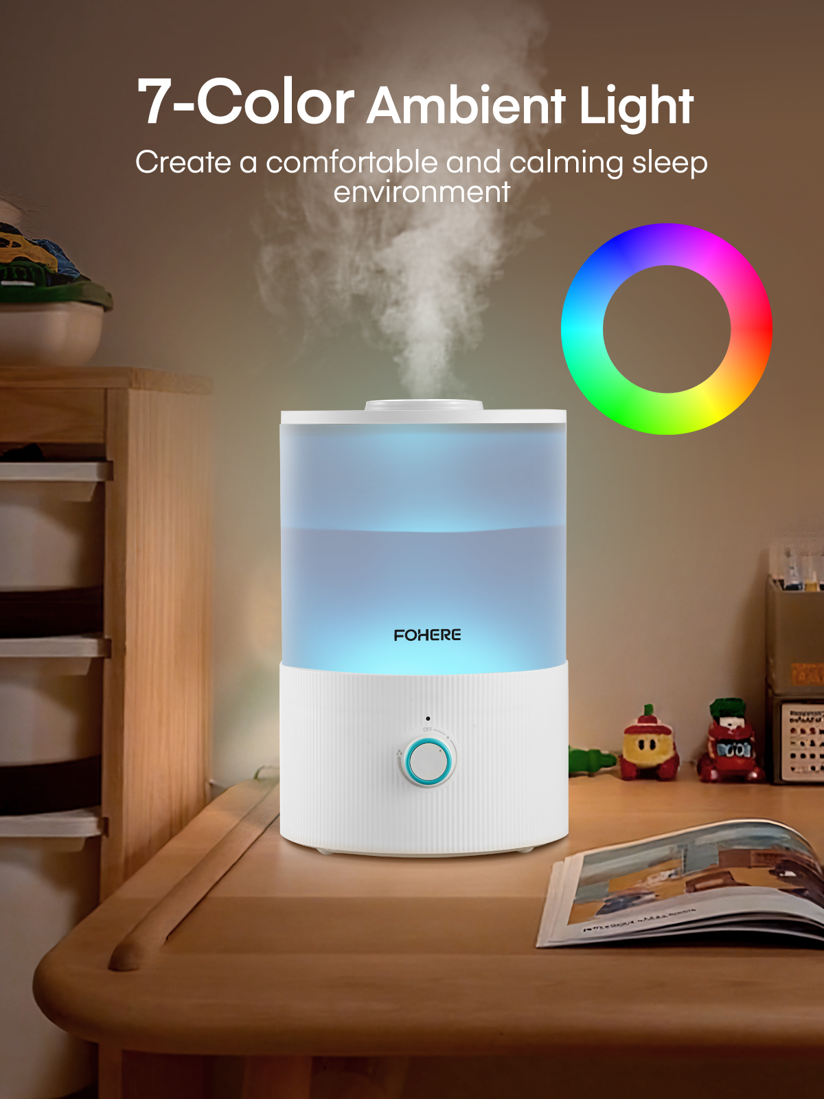 FOHERE 3.2L Top Fill Cool Mist Humidifier photo 5