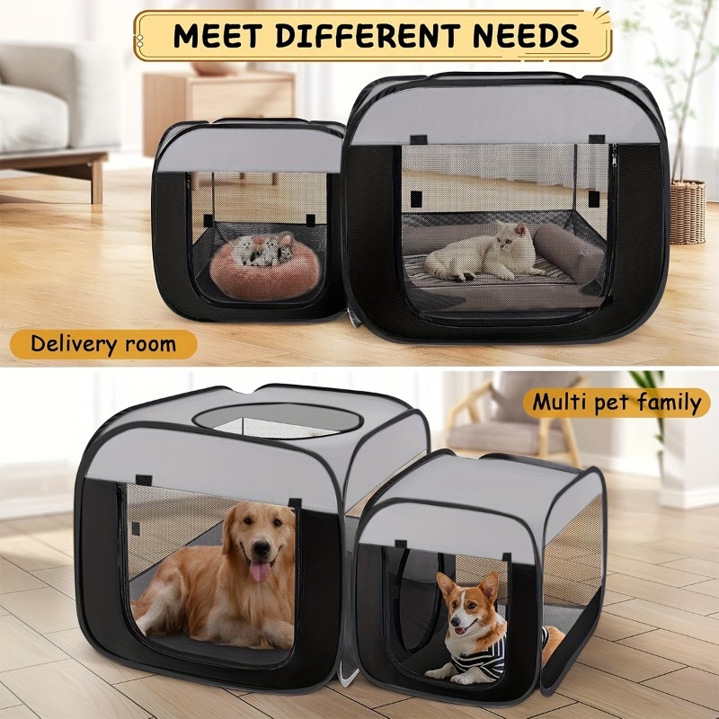 Portable cat fence, trapezoidal design, easy to stand, foldable pet tent for cats and dogs to use indoors and outdoors, cat house and apartment, black