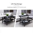 thumbnail image 6 of ODUSE-DAILY Black Lift Top Coffee Table Set of 3 Piece, Black Glass Living Room Table Set of 3, Black Glass Coffee Table and End Coffee Table Sets (Black, Set of 3), 6 of 10