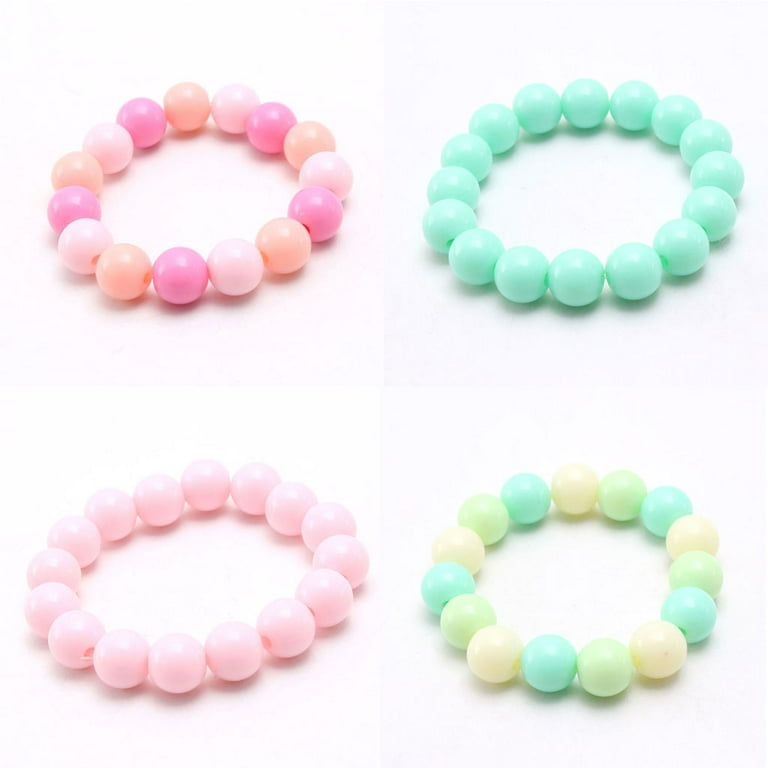 Canker 10-Piece Set of Colorful Elastic Bracelets for Little Girls Bracelets for Teenagers and Children Pearl Beaded Bracelets, Girl's, Size: One Size