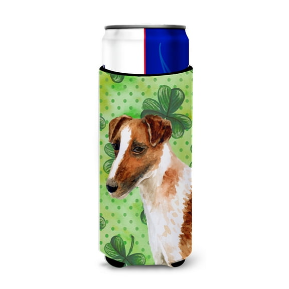 Carolines Treasures BB9821MUK Smooth Fox Terrier St Patricks Michelob Ultra Hugger for slim cans  Slim Can multicolor