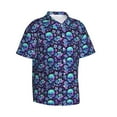 thumbnail image 2 of Daiia Blue Flower Skull Hawaiian Shirt for Men Gentle Cotton Regular Short Sleeve Casual-XX-Large, 2 of 9