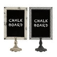 thumbnail image 3 of DecMode Set of 2 farmhouse 20 x 10 inch iron and black wood trellis design chalkboards with stand, 3 of 10